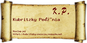 Kubritzky Peónia névjegykártya